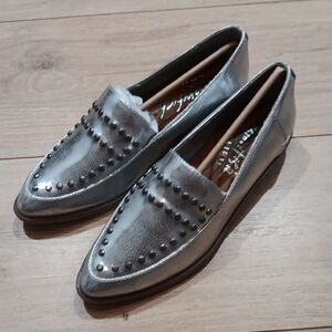 Blowfish Malibu Silver Metallic  Studded Loafers,  Ladies Dress Shoes Size 7M